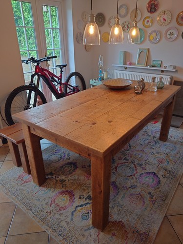 Rustic wooden dining table and - table,